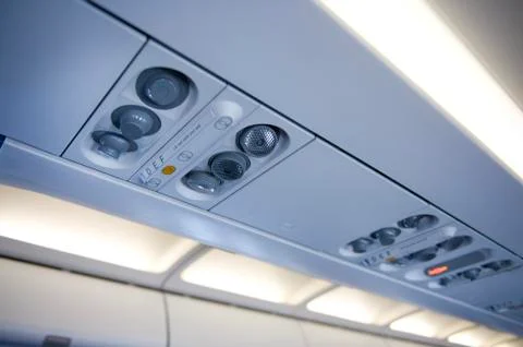 Aeroplane overhead console Stock Photos