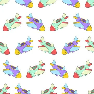 Aeroplane transport seamless pattern textile print. repeat pattern background Stock Illustration