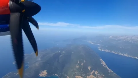 Aeroplane wing blue sky Stock Footage 273698735