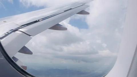 An aeroplane’s spoilers in operation while preparing for landing. Stock Footage 109432448
