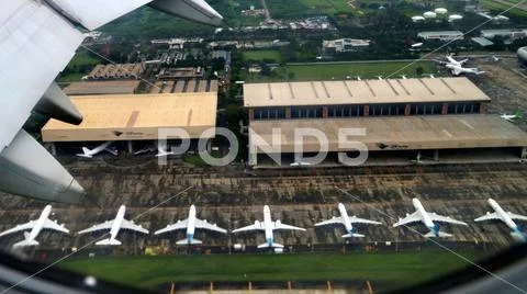 Aeroplanes View from inside of an Airplane Stock Photos