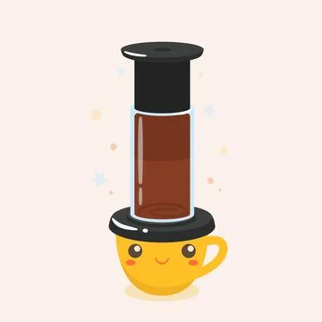 Aeropress coffee method. Stock Illustration