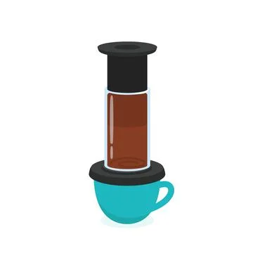 Aeropress coffee method. 스톡 일러스트