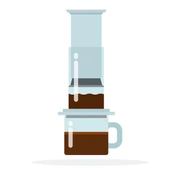 Aeropress coffee method vector flat isolated Stock Illustration