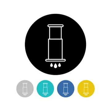 Aeropress flat icons set, vector color illustration Stock Illustration