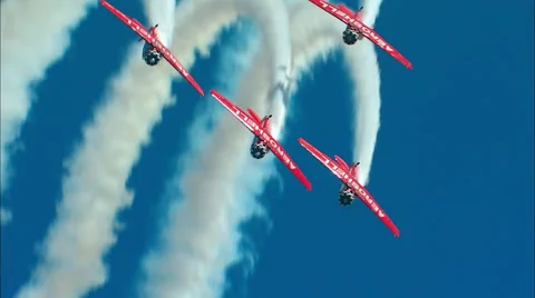 Aeroshell Aerobatic Team Fly By Stock Footage 67576948
