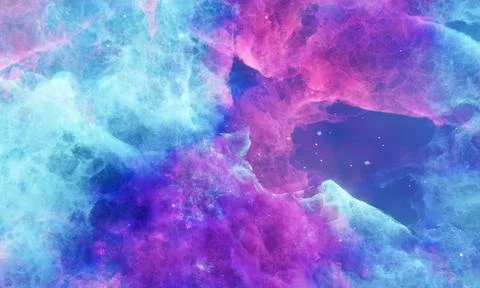 Aerosol clouds, space haze or cosmic rays, pink, pastel blue, space sky wit.. Illustrazione stock