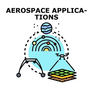 Aerospace applications concept with planetary research and remote sensing Stock Illustration