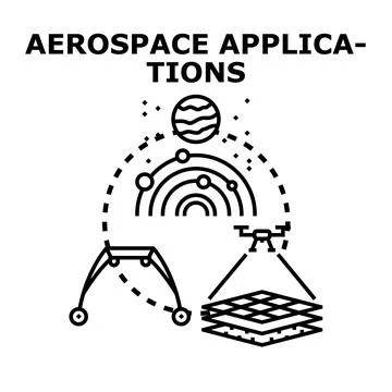 Aerospace applications concept with planetary research and remote sensing Stock Illustration