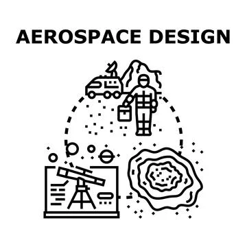 Aerospace design and space exploration research concept Stock Illustration