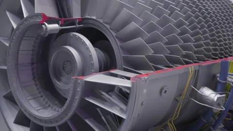 Aerospace engine component with detailed features. Detailed model of airplane Vidéo 329142323