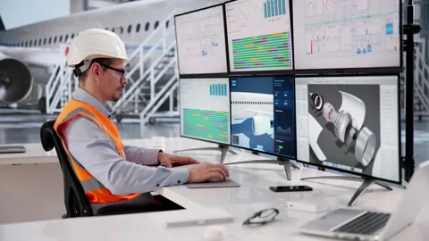 Aerospace Engineer Carefully Examining Aircraft Parts Stock Footage 332903229