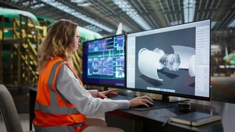 Aerospace Engineer Using Computer Technology Stock Footage 329680481