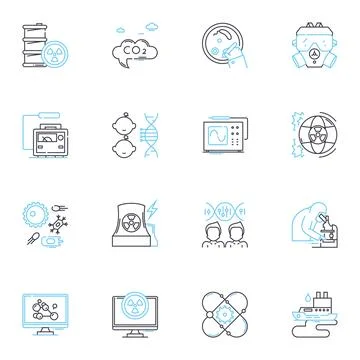 Aerospace Engineering linear icons set. Avionics, Propulsion, Aerodynamics 库存插图