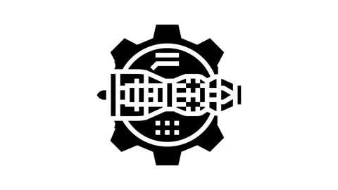 Aerospace engineering mechanical engineer glyph icon animation Stock Footage 326153616
