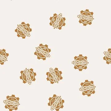 Aerospace engineering mechanical engineer glyph seamless pattern Stock Illustration