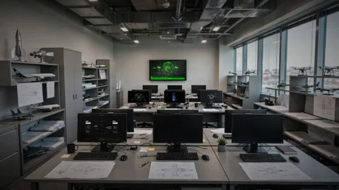 Aerospace engineering office interior Stock Footage 344488345
