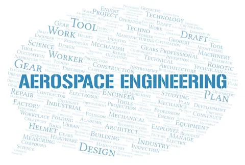 Aerospace Engineering typography word cloud create with the text only Stock Illustration