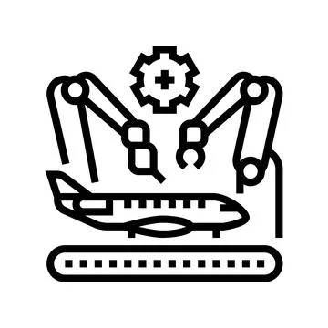 Aerospace manufacturing aeronautical engineer line icon vector illustration Stock Illustration