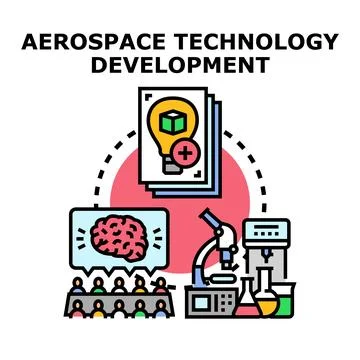 Aerospace technology development planning research process Stock Illustration