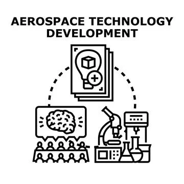 Aerospace technology development planning research process Stock Illustration