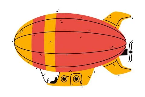 Aerostat as Aircraft Flying in the Air Vector Illustration Stock Illustration