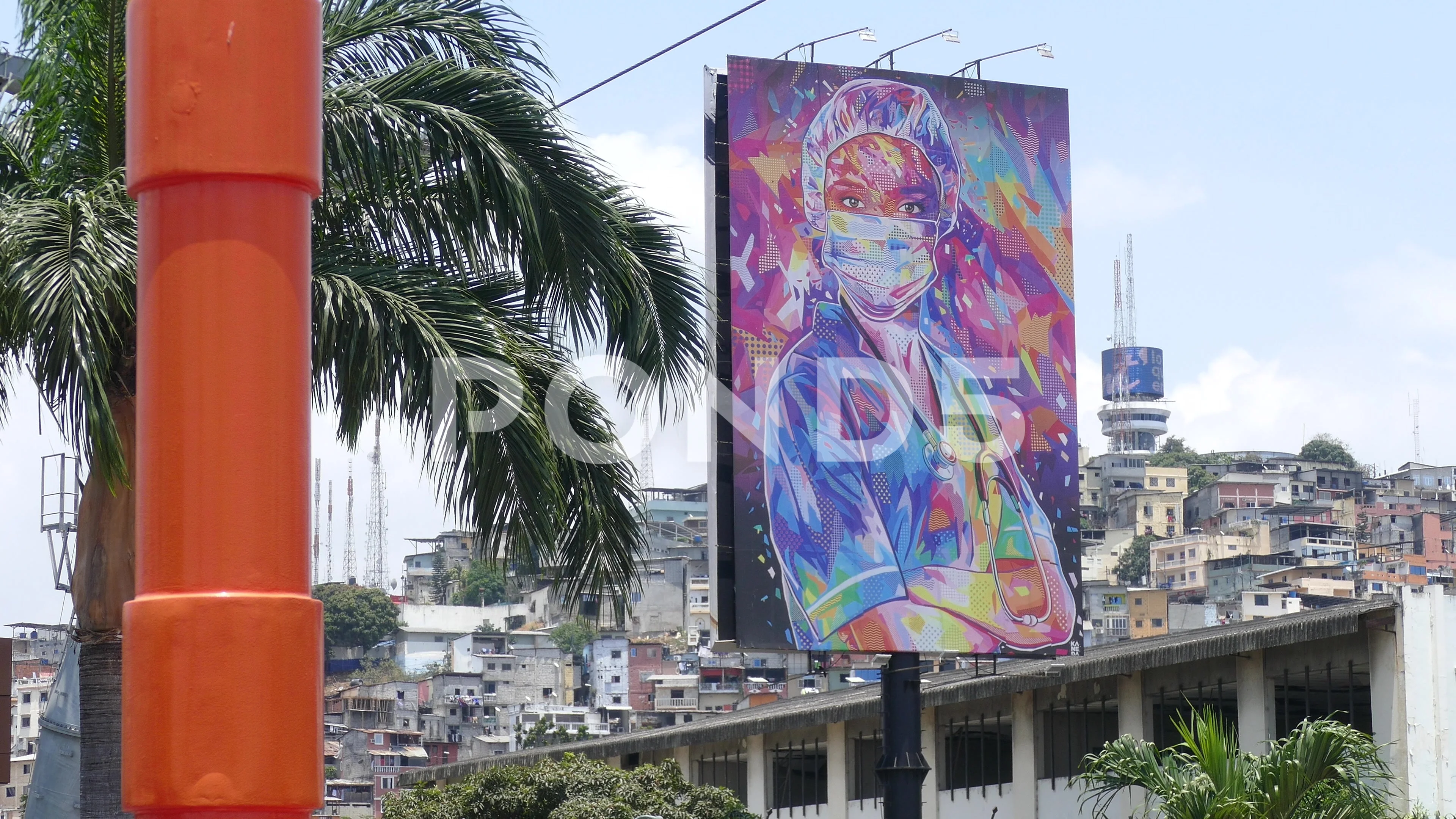 AEROVIA cable car station with Covid billboard, Guayaquil (2)