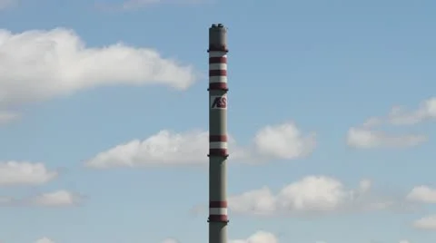 AES Energy Factory Tower Clouds Timelapse Stock Footage