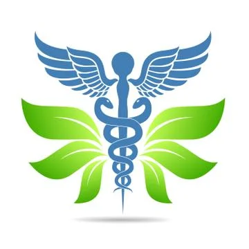 Aesculapius vector abstract illustration created using snakes and green l Stock Illustration