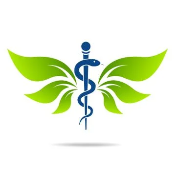 Aesculapius vector abstract illustration created using snakes and green l Stock Illustration