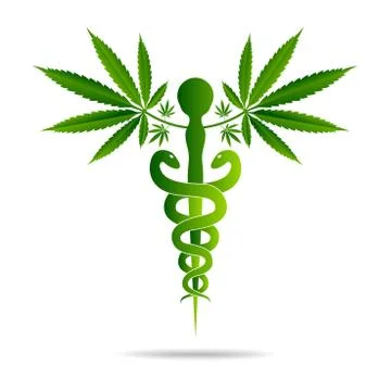 Aesculapius vector abstract illustration created using snakes and green l Stock Illustration