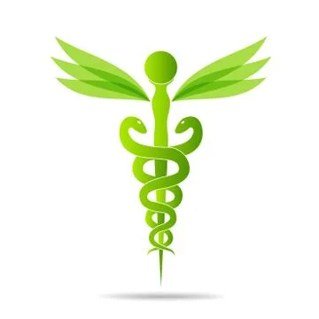 Aesculapius vector abstract illustration created using snakes and green l Stock Illustration