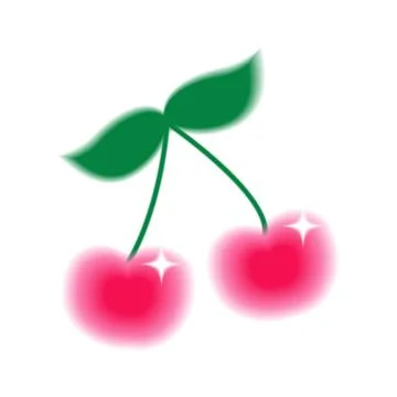 Aesthetic 2000s cherry fruit design element, icon, sticker. 스톡 일러스트