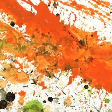 Aesthetic abstract artwork featuring vibrant orange and green paint splatters on Stock Illustration