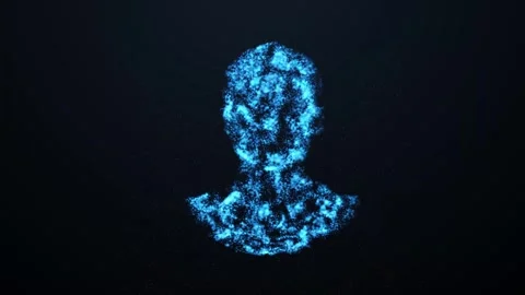 Aesthetic Abstract Glowing Blue Human Sign With Particles Background Animation Video stock 294539990