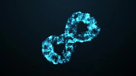Aesthetic Abstract Glowing Blue Infinity Sign With Particles BackgroundAnimation Stock Footage 294540317
