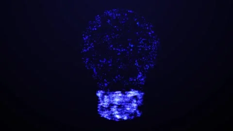 Aesthetic Abstract Glowing Blue Light Bulb Sign W Particles BackgroundAnimation Video stock 294540556