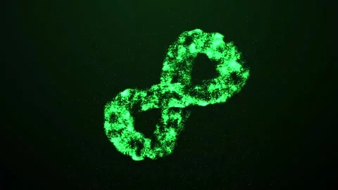 Aesthetic Abstract Glowing Green Infinity Sign Particles BackgroundAnimation Stock Footage 294539982