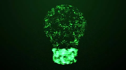 Aesthetic Abstract Glowing Green Light Bulb Sign W Particles BackgroundAnimation Video stock 294540323