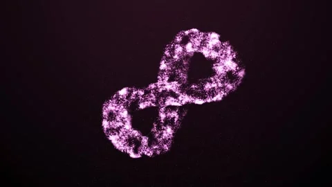 Aesthetic Abstract Glowing Pink Infinity Sign With Particles BackgroundAnimation Video stock 294540161