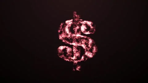 Aesthetic Abstract Glowing Red Dollar Sign With Particles Background Animation Video stock 294414280