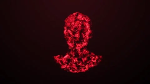 Aesthetic Abstract Glowing Red Human Sign With Particles Background Animation Stock Footage 294539783