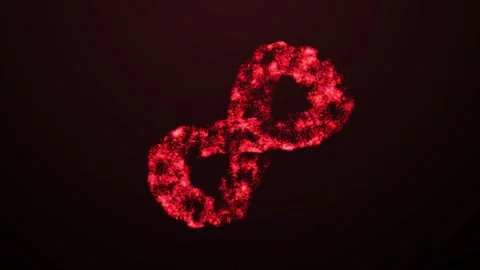 Aesthetic Abstract Glowing Red Infinity Sign With Particles BackgroundAnimation Stock Footage 294540204