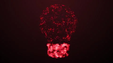 Aesthetic Abstract Glowing Red Light Bulb Sign W Particles BackgroundAnimation Stock Footage 294540535