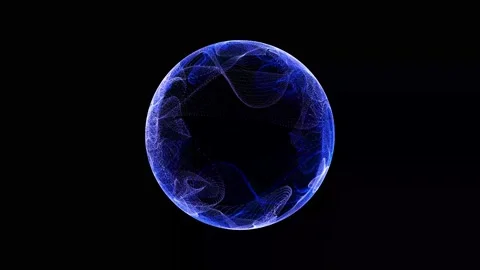 Aesthetic Abstract Glowing Sphere Animation Blue BackgroundMotionDesignVideo Stock Footage 294164511