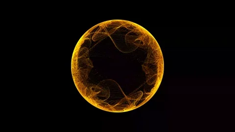 Aesthetic Abstract Glowing Sphere Animation Gold BackgroundMotionDesignVideo Stock Footage 294164541