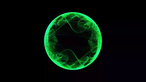 Aesthetic Abstract Glowing Sphere Animation Green BackgroundMotionDesignVideo Stock Footage 294164923