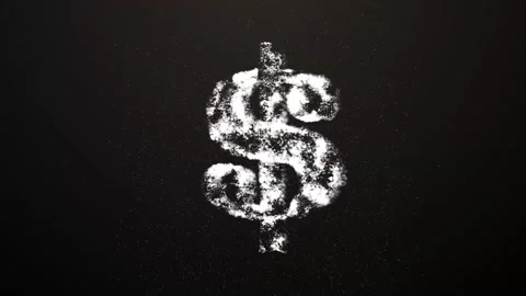 Aesthetic Abstract Glowing White Dollar Sign With Particles Background Animation Video stock 294414281