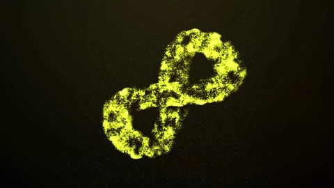 Aesthetic Abstract Glowing Yellow infinity Sign W/ Particles BackgroundAnimation Stock Footage 294540318