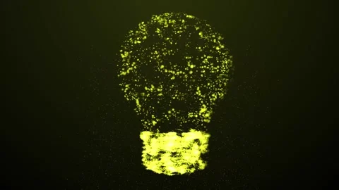 Aesthetic Abstract Glowing Yellow Light Bulb Sign Particles BackgroundAnimation Video stock 294540536